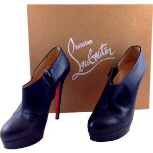 Christian Louboutin Black Leather Booties Platforms